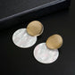 Golden White Round Dangle Fashion Drop Earrings Women Girls Ear Studs Jewelry