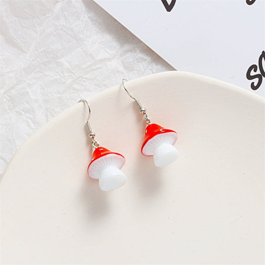 Red White Mushroom Gift Earrings Dangle Women Fashion Jewelry Jewellery