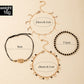 Hollow Anklet Shell Black Rice Bead Circle Multi-layer 4-piece
