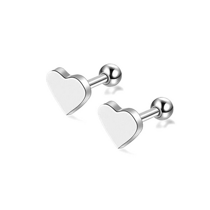 Silver Heart Stud Earring Women Fashion Shape Jewelry Gift Accessory Girls Modern Studs Earrings