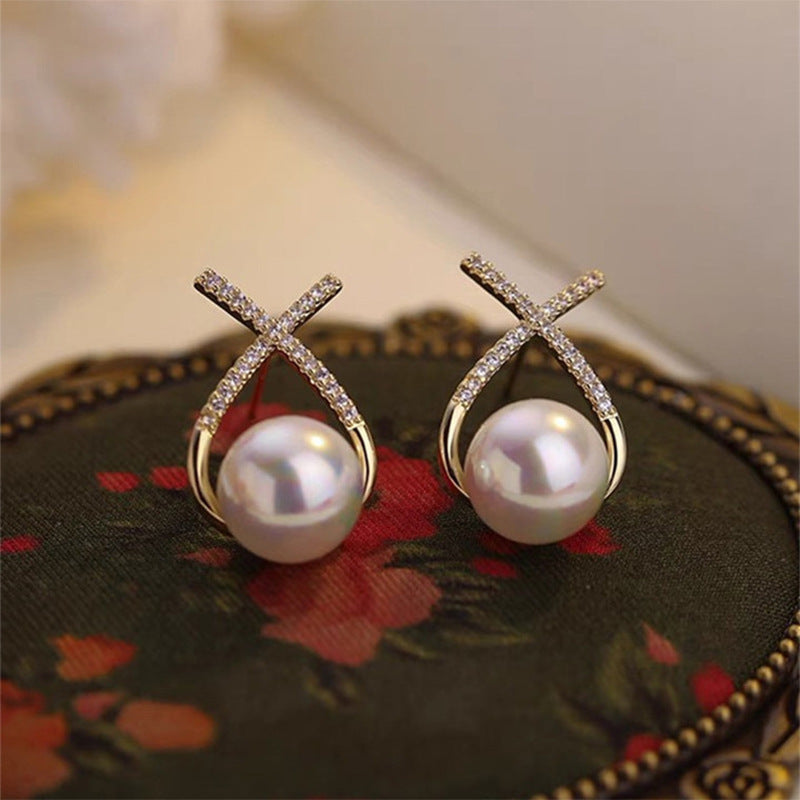 Pearl Loop Jewelry Stud Earrings Modern Fashion Women Earrings Piercing Studs