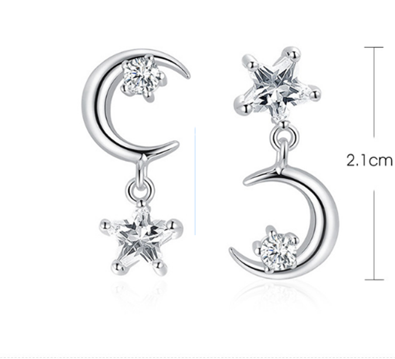 Moon Star Pendant Drop Earrings Women Jewelry Mom Gift Everyday Wear Earrings