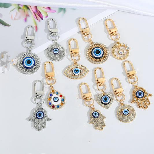 11 Styles Turkish Evil Eye Pendant Keychain For Women Men Vintage Fatima Hamsa