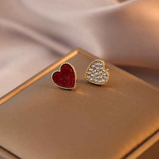 Heart Red Christmas Gift Stud Earrings Women Girls Fashion Elegant Jewelry