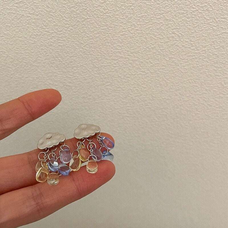 Clear Drops Clouds Stud Earrings Women Gift Wedding Party Fashion Jewelry