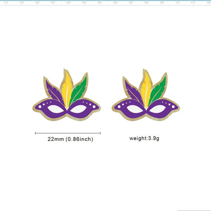 Mardi Gras Mask Wooden Stud Earrings Women Gifts Earring Cute Girls Eardrop