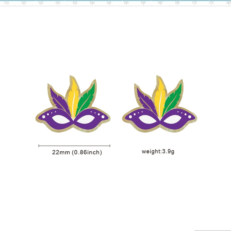 Mardi Gras Mask Wooden Stud Earrings Women Gifts Earring Cute Girls Eardrop