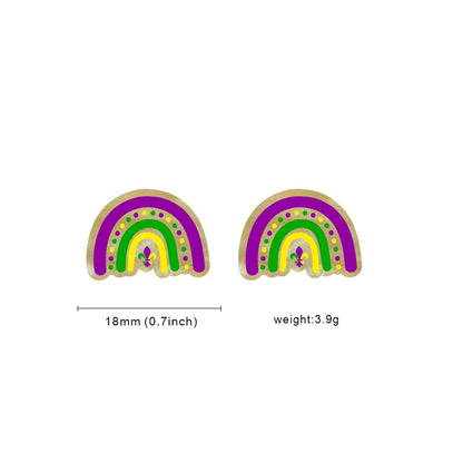 Mardi Gras Rainbow Wooden Stud Earrings Women Gifts Earring Cute Girls Eardrop