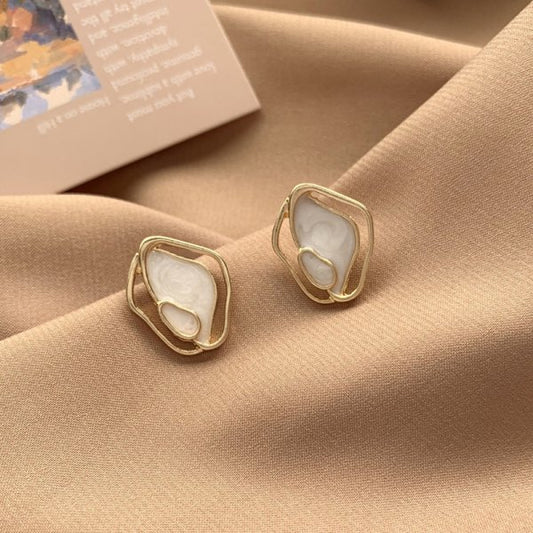 Marbled Stone Design Stud Earrings Women Ear Accessory Jewelry Birthday Party