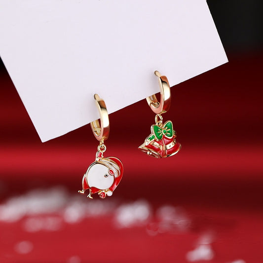 Santa Bells Christmas Exquisite Stud Earrings Women Festival Jewelry