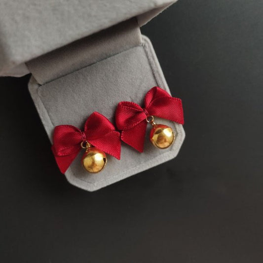 Red Bow Christmas Gift Stud Earrings Women Girls Fashion Elegant Jewelry