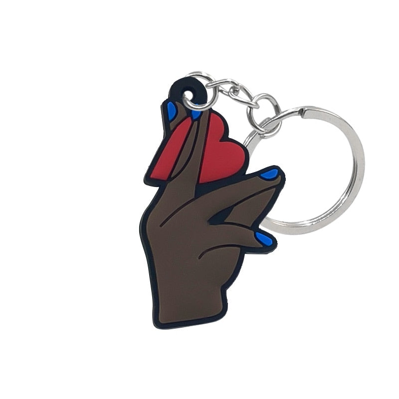 7 Styles Black Lives Matter Keychain Cartoon Figure Key Ring Kid Toy Holder