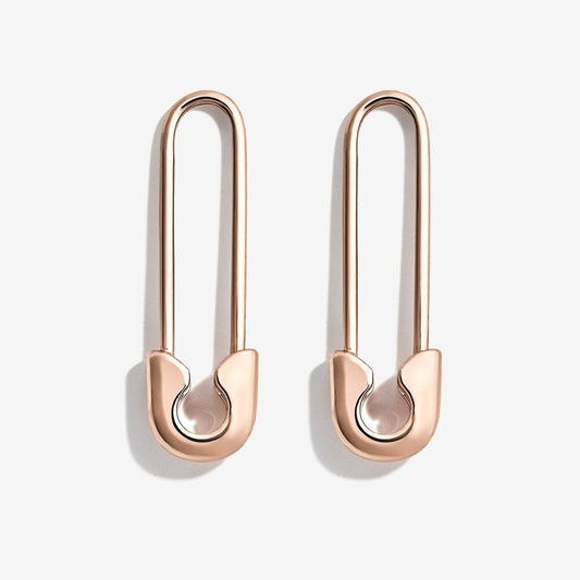 1pair Plain Rose Gold Color Safety Pin Drop Earrings Fashion Women Summer Party