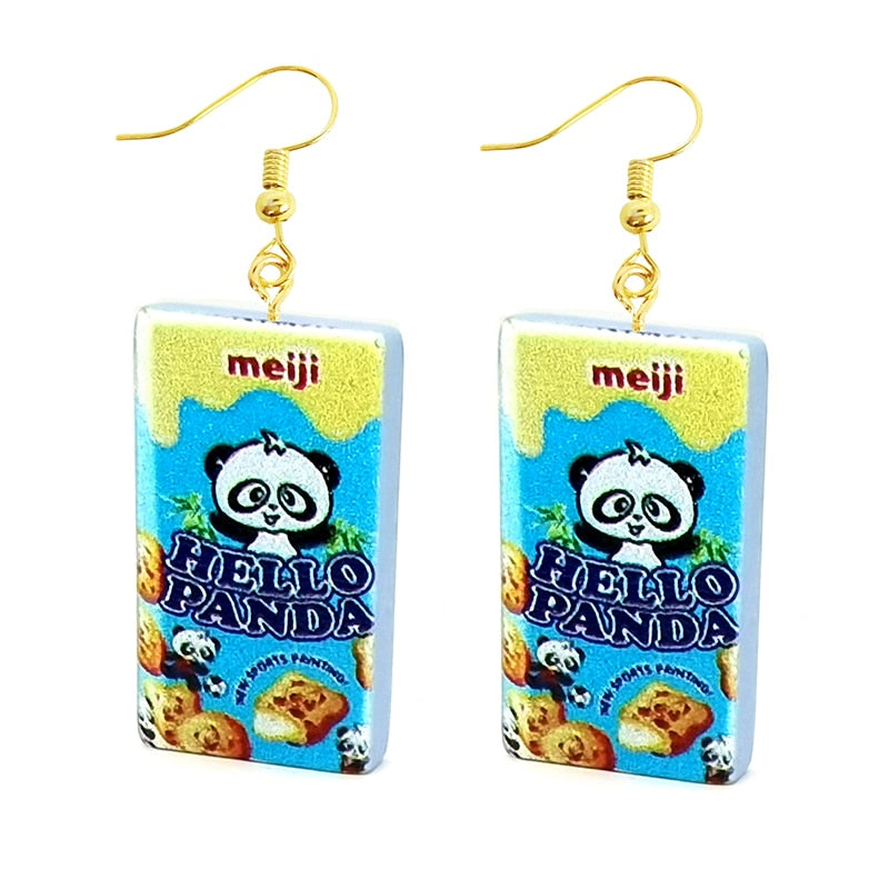 Resin Funny Food Panda Cookies Drop Earrings Women Creativity Jewelry Cute