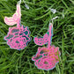 Holographic Rose Dangle Earrings Women Travel Fashion Cartoon Earrings Creative