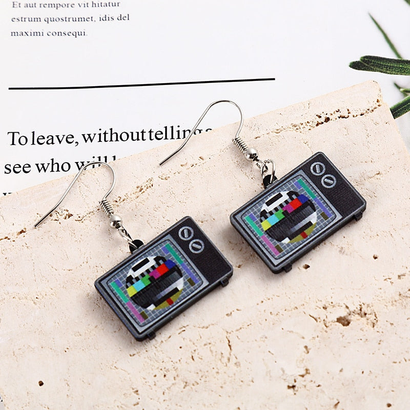 47 Styles Guitar Fish Eye Acrylic Drop Earrings Female Travel Cartoon Earrings