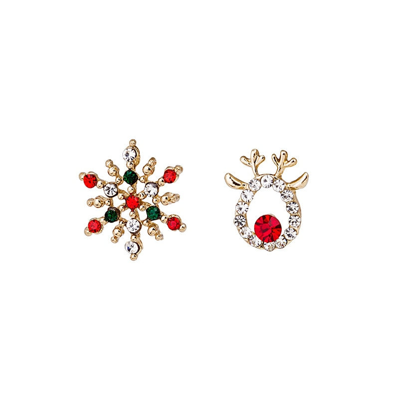 Deer Snowflake Stud Earrings Ornaments Stylish Christmas Women Fashion Earring