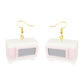 Retro Pink Microwave Drop Earrings Cartoon Art Women Party Jewelry Ear Fashion