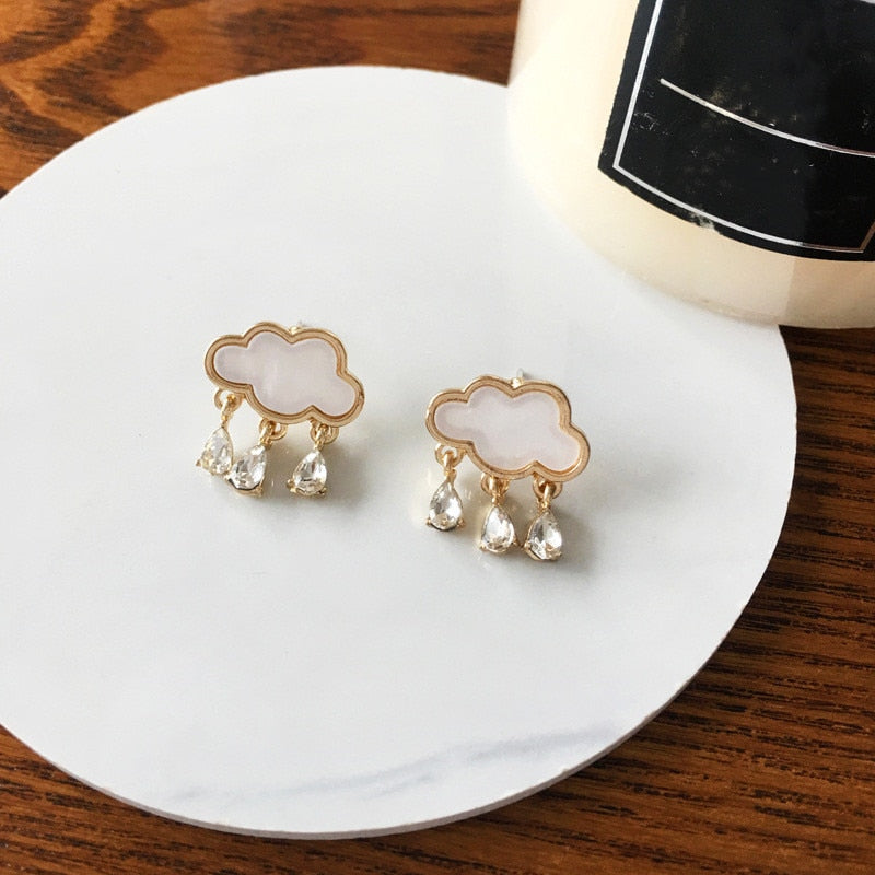 Rain Clouds Stud Earrings Women Gift Wedding Party Fashion Jewelry Accessories