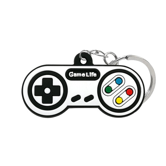 Black And White Gamepad PVC Keyring Cute Cartoon Style Keychains Bag Car Pendant