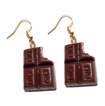 Chocolate Piece Drop Earrings Cartoon Art Women Party Jewelry Ear Fashion