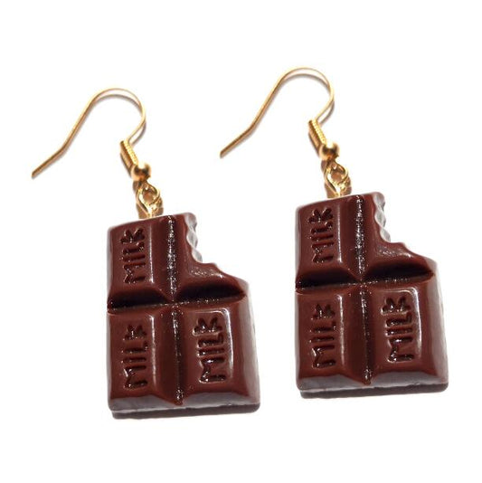 Chocolate Piece Drop Earrings Cartoon Art Women Party Jewelry Ear Fashion