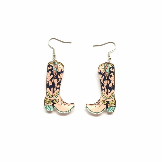 Retro Cowgirl Boots Drop Charm Earrings For Women Girl Fashion Modern Jewelry