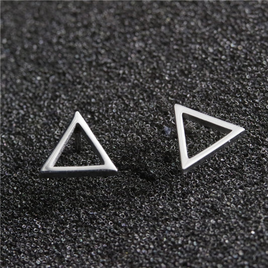 Triangle Design Stainless Steel Earrings Women Jewelry Small Studs Gifts Earring