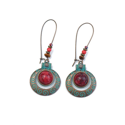 Red Turquoise Vintage Drop Charm Earrings For Women Girl Fashion Modern Jewelry
