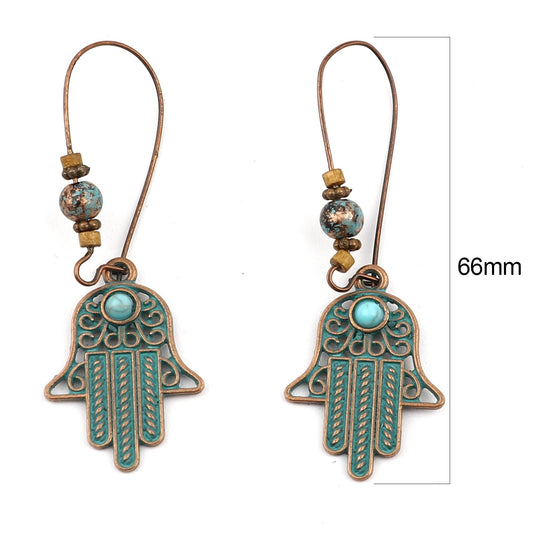 Turtuoise Hand Lady Cute Dangle Earrings for Women Jewelry Girls Earrings