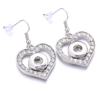 Heart Snap Button Dangle Earrings for Fashion Stylish Jewelry Drop Earrings