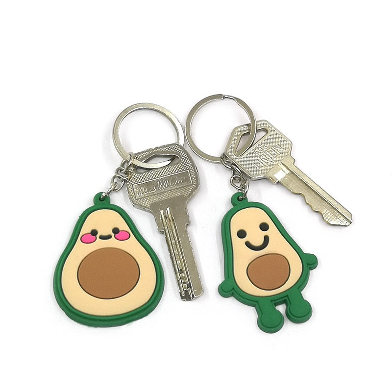 9 Styles Avocado apple flower anime keychain Cartoon Key Ring Pendant Key Holder