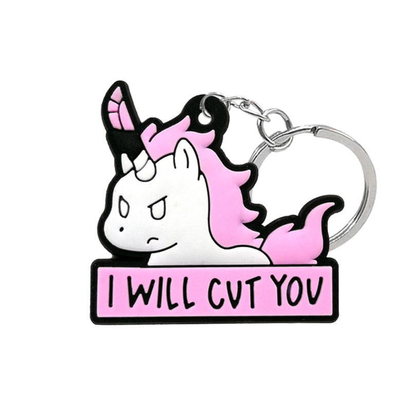 Scary Unicorn Keychain Cute Key Holder Cartoon Keyring Fashion Charm Jewelry