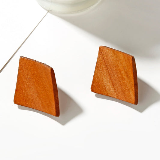 Wooden Stud Earrings Modern Women Stylish Gift Jewelry Ear Fashion Pendant