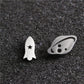 Rocket Planet Stud Earrings Fashion Shiny Ladies Jewelry Women Classic Studs