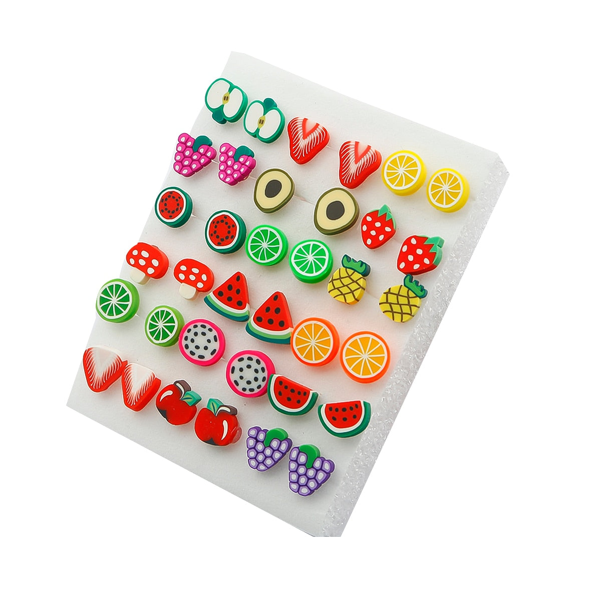 18 Pairs Fruit Stud Earrings Melon Lemon Set Women Small Girl Earring Jewelry