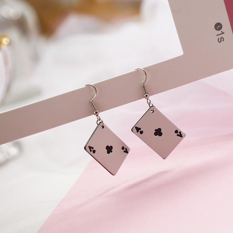 Playing Cards Dangle Earrings Fashion Party Girls Pendant Earrings Women Jewelry