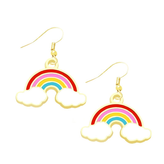 Rainbow Cloud Drop Earrings Cartoon Art Women Party Jewelry Ear Fashion Pendant