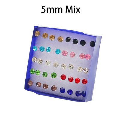 20 Pairs 5mm Mixed Crystal Earrings Cartoon Ear Pendants Accessories Women Art