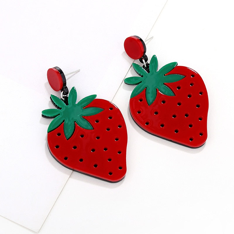 12 Styles Watermelon Lemon Strawberry Cherry Dangle Earrings Cartoon Ear