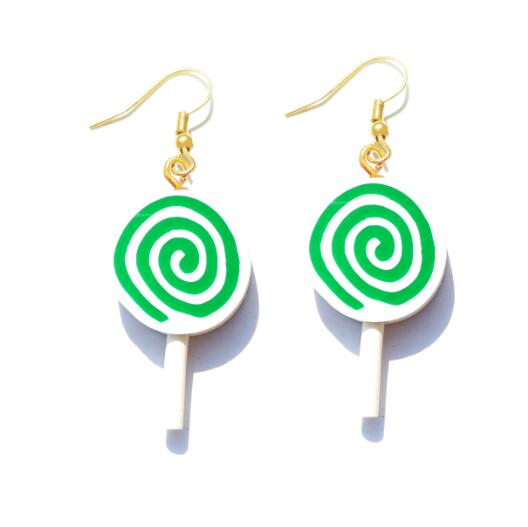 Green Spin Resin Candy Lollipop Drop Earrings Cartoon Ear Pendants Accessories