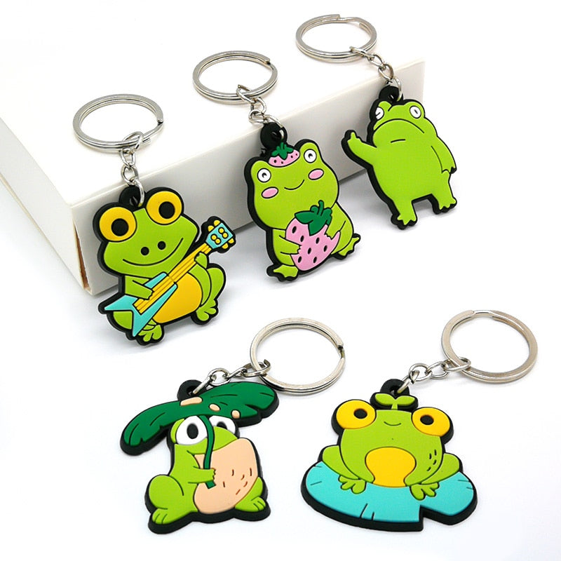 22 Styles Frog Cat Animals Design Keychain Cute Key Holder Cartoon Keyring