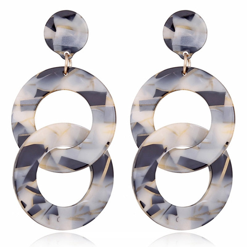 19 Styles Geometric Acrylic Irregular Hollow Circle Square Drop Earrings Modern