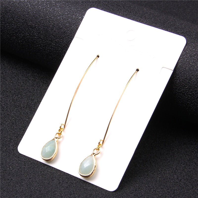 Moonstone Drop Shaped Charm Lady Cute Dangle Earrings for Women Jewelry Girls