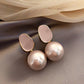 Enamel Geometric Pearl Drop Earrings Modern Women Stylish Gift Jewelry Ear