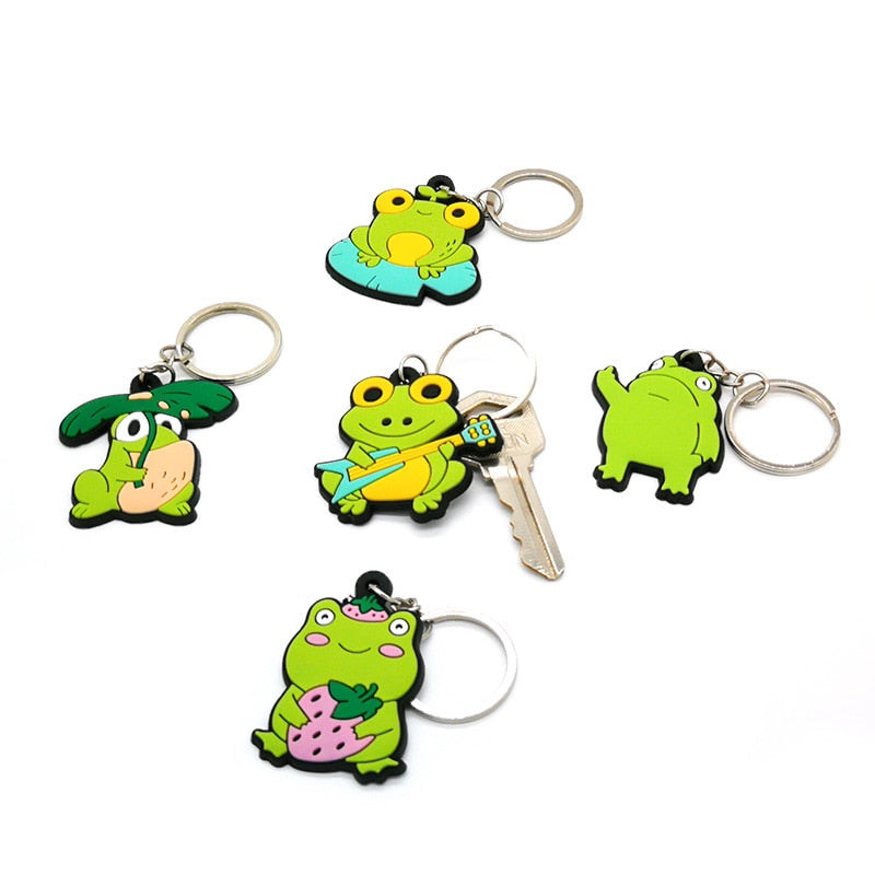 22 Styles Frog Cat Animals Design Keychain Cute Key Holder Cartoon Keyring