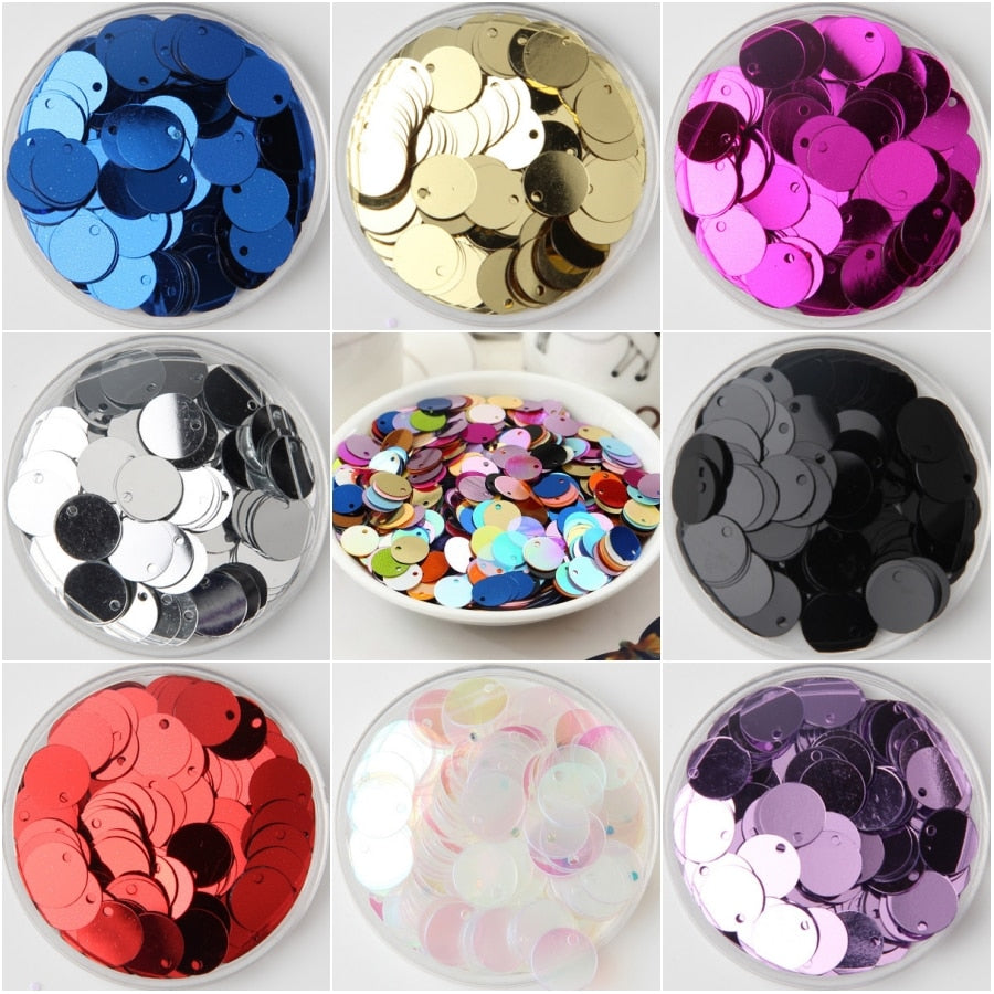 Paillette Sequin 10-30mm Large Flat Round Edge Hole Loose Sequins for Carfs Kids