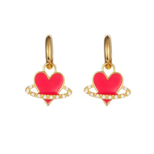 Heart Disc Ring Drop Earrings Charms Jewelry Fashion Creative Earrings For Women