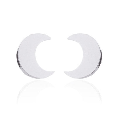 Silver-colored Moon Shape Stainless Steel Mini Stud Earring Ear Piercing Modern