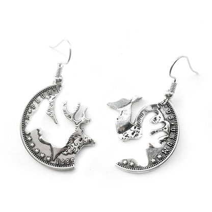 Creative Design Metal Deer Elk Coin Drop Earrings Women Creativity Jewelry Cute